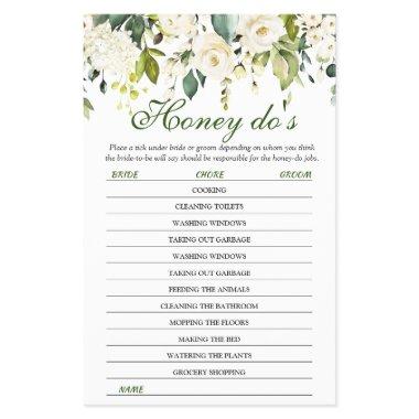 FLYER PAPER Ivory White Roses Bridal Game