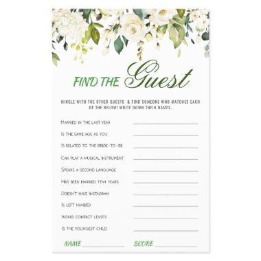 FLYER PAPER Ivory White Roses Floral Bridal Game