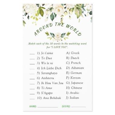 FLYER PAPER Ivory White Roses Greenery Bridal Game