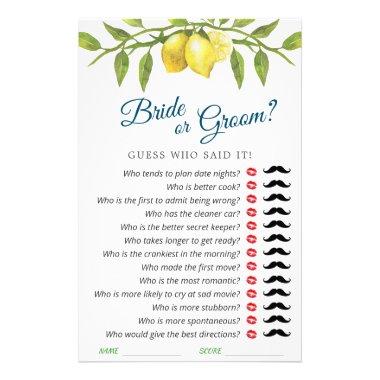 FLYER PAPER Lemons Blossom Bridal Shower Game