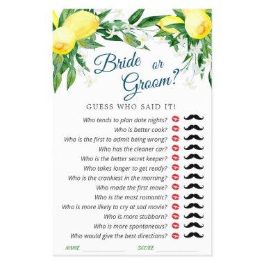 FLYER PAPER Lemons Blossom Greenery Bridal Game