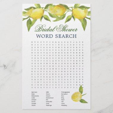 FLYER PAPER Lemons Word Search Bridal Shower Game