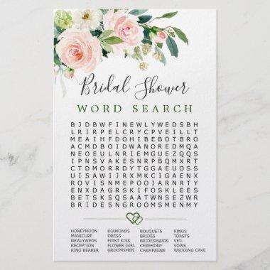 FLYER PAPER Pink Blush Word Search Bridal Game