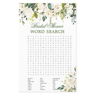 FLYER PAPER White Roses Word Search Bridal Game