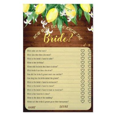 FLYER PAPER Wood Lemons Blossom Bridal Game