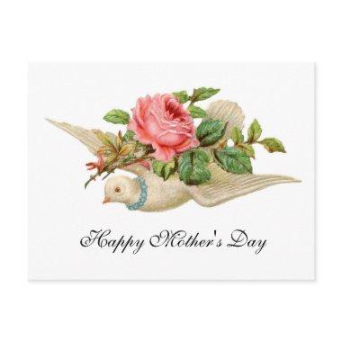 FLYING DOVE WITH PINK ROSE Mother's Day PostInvitations