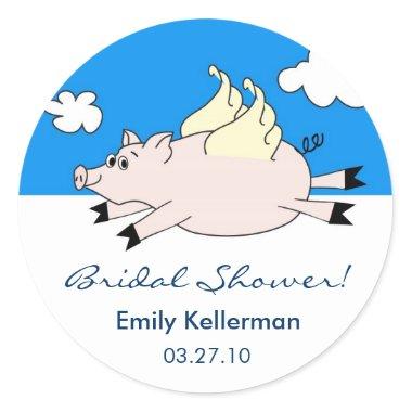 Flying Pig Bridal Shower Stickers