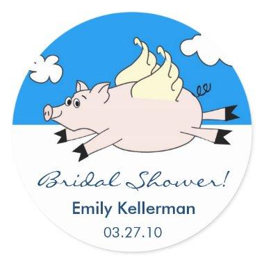 Flying Pig Bridal Shower Stickers