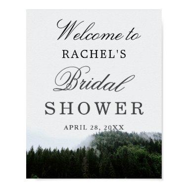 Foggy Pine Trees Rain Forest  Sign