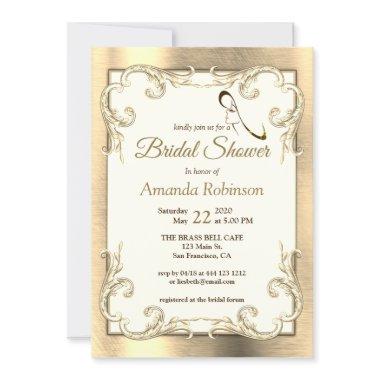 Foil-Gold-Silver-Brass Bridal Shower Invitations