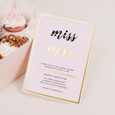 Foil Pressed Blush Pink Miss To Mrs Bridal Shower Foil Invitations