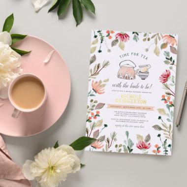 Foil Pressed | Boho Time For Tea Bridal Shower Foil Invitations