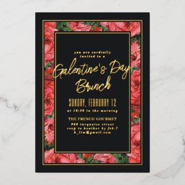 Foil Rose Frame Galentine's Day  - Black Foil