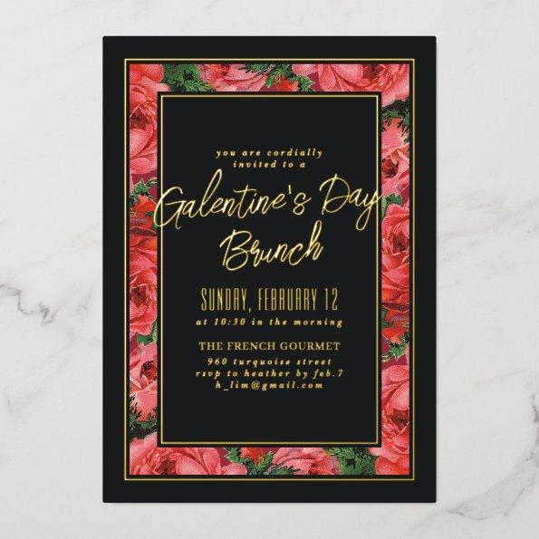 Foil Rose Frame Galentine's Day  - Black Foil