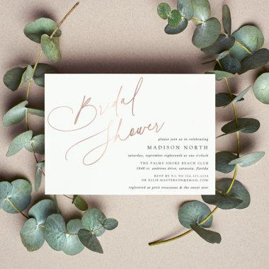 Foil Script | Simple Elegant Bridal Shower Foil Invitations