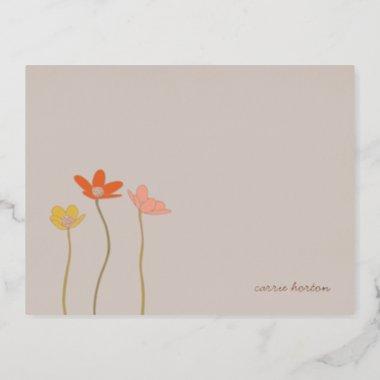 Foil Wildflowers Floral Stationery Invitations