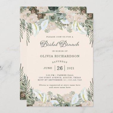 Foliage and Floral | Blush Pink Bridal Brunch Invitations