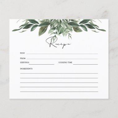 Foliage Botanical Bridal Shower Recipe Invitations