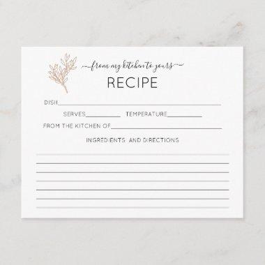 Foliage Calligraphy Bridal Shower Recipe Invitations
