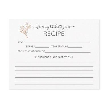 Foliage Calligraphy Bridal Shower Recipe Invitations