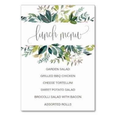 Foliage Lunch Menu Sign Table Number