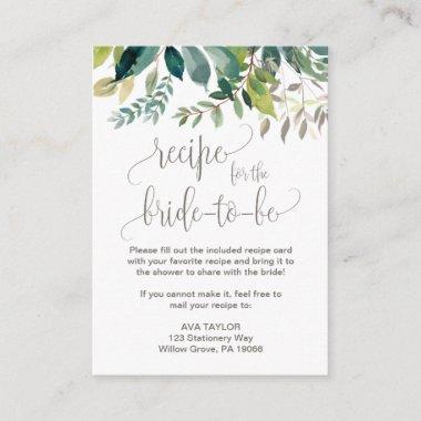 Foliage Recipe for the Bride-To-Be Insert Card