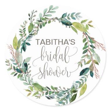 Foliage Wreath Bridal Shower Classic Round Sticker