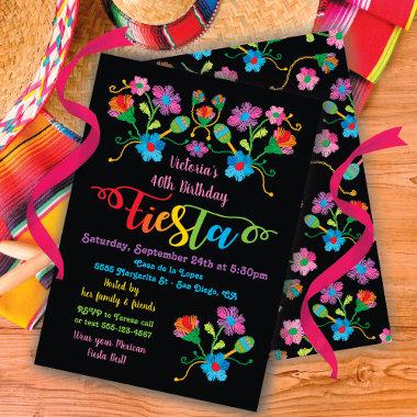 Folk Art Mexican Fiesta Birthday Party Invitations