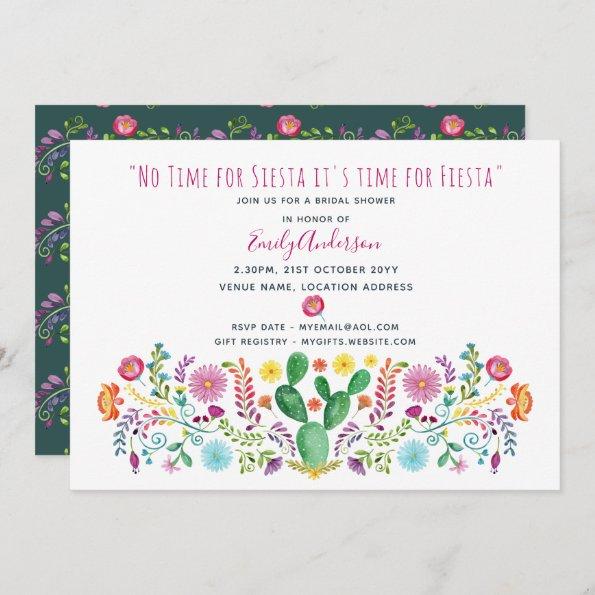 Folk Fiesta Bridal Shower Invite Watercolor Cacti