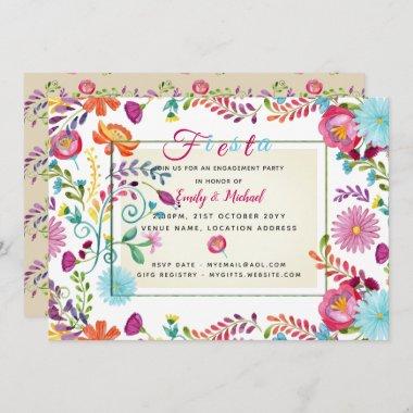 Folk Fiesta Engagement Party Invitations Watercolor