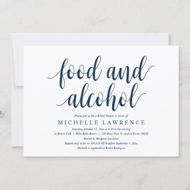 Food and Alcohol, Modern Bridal Shower Celebration Invitations