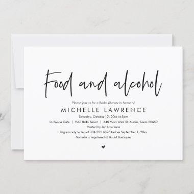 Food and Alcohol, Modern Casual Bridal Shower Invitations