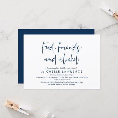 Food, Friends and Alcohol, Casual Bridal Shower In Invitations