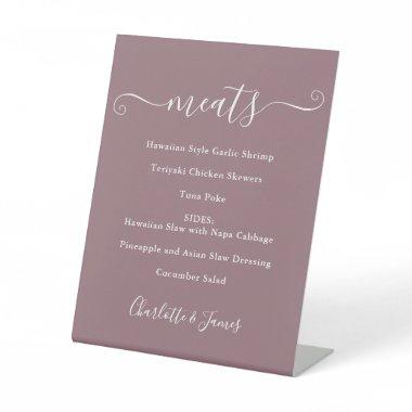 Food Menu Signature Script Mauve Pedestal Sign