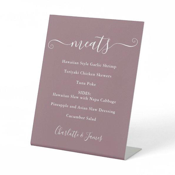 Food Menu Signature Script Mauve Pedestal Sign