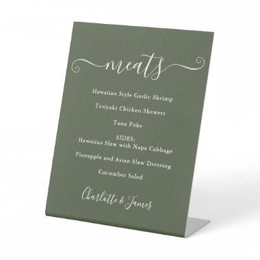 Food Menu Signature Script Olive Green Pedestal Sign