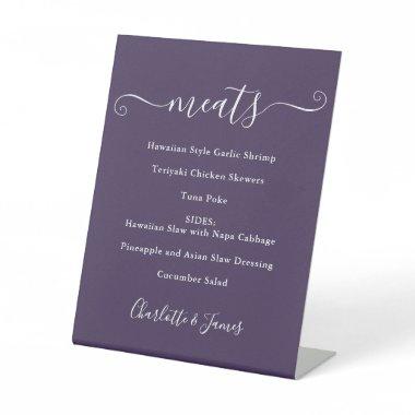 Food Menu Signature Script Purple Pedestal Sign