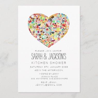 Foodies Heart Kitchen Tea Bridal Shower Party Invitations