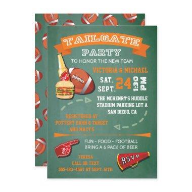 Football Tailgate Party green chalkboard Invite