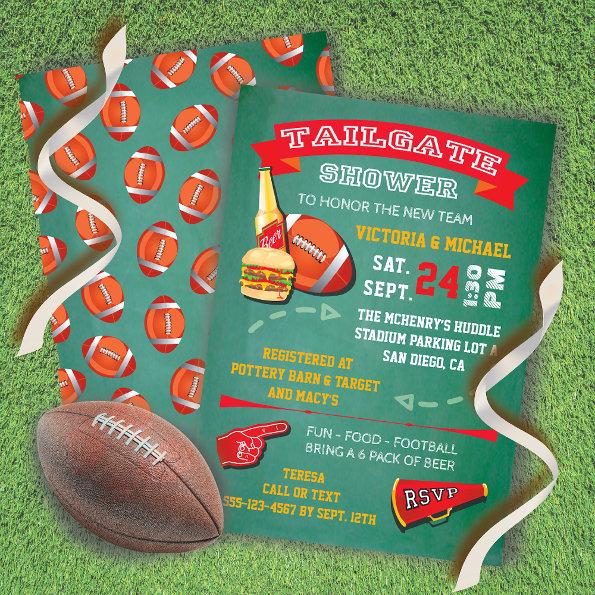 Football Tailgate Party green chalkboard Invite