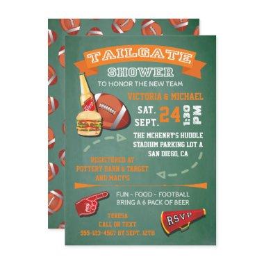 Football Tailgate Shower green chalkboard Invite