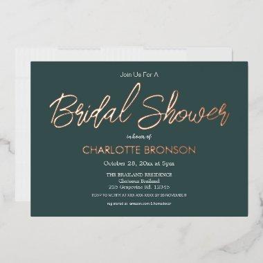 Forest Minimalist Script  Rose Gold Foil