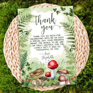 Forest Mushrooms Ferns Green Rustic Nature Script Thank You