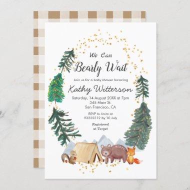 Forest We can bearly wait baby shower Invitations