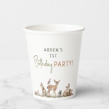 Forest Woodland Animals Kids Birthday Party Paper Cups