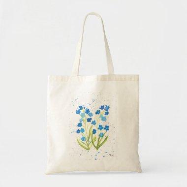 Forget me not chic blue flowers watercolor tote bag