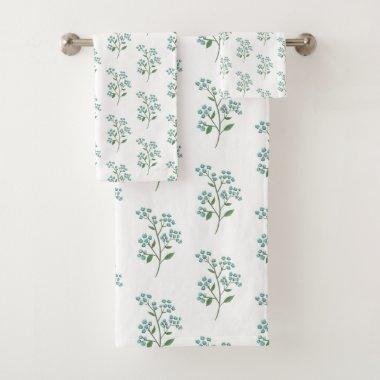 Forget Me Not Floral Preppy Dorm or Housewarming Bath Towel Set