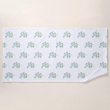 Forget Me Not Floral Preppy Dorm or Housewarming Beach Towel