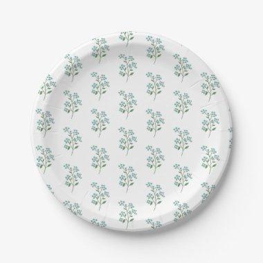 Forget Me Not Fresh Green Wedding Party Paper Plates
