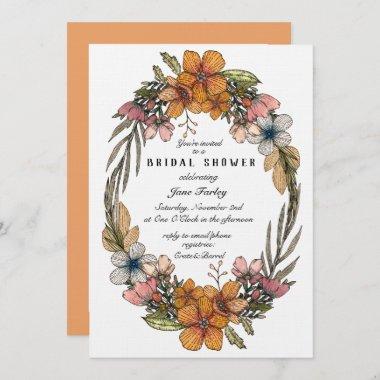 Forget-Me-Not Wreath Bridal Shower Invitations
